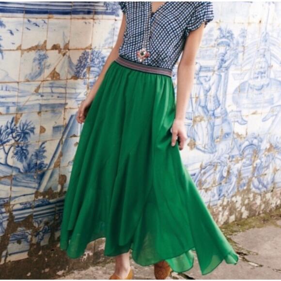 Anthropologie Vanessa Virginia Colmia Emerald Green Skirt - XL NWOT - Picture 1 of 10